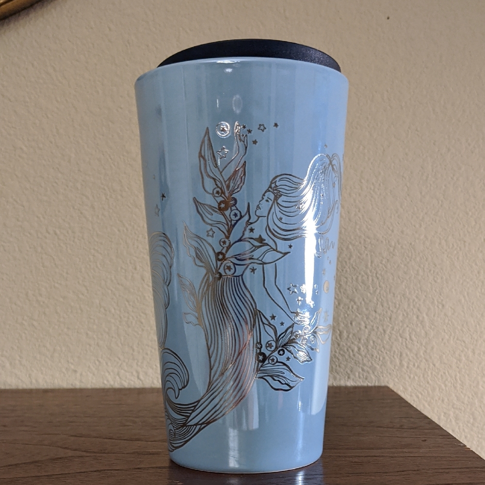 NEW Starbucks Blue Icicle Siren Iridescent Ceramic Travel Tumbler Mermaid